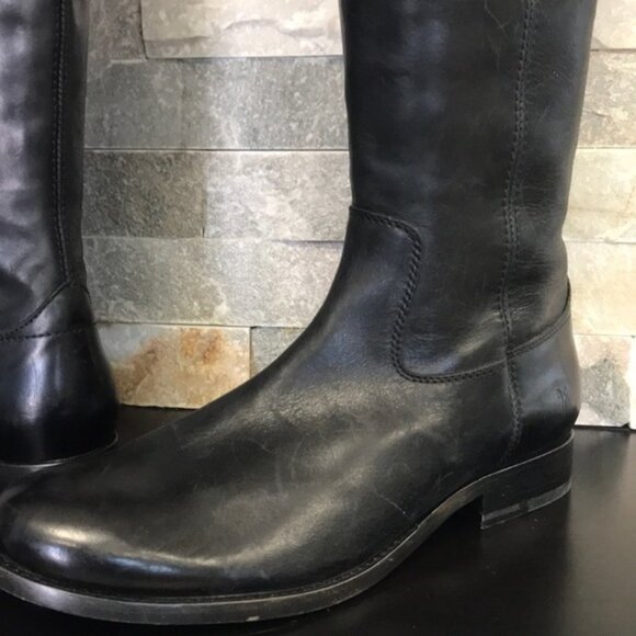 Frye Melissa Knee-high Zip Riding Moto Leather Boot - Picture 9 of 12
